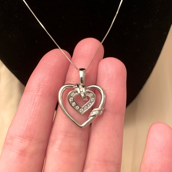 Jewelry - 💞14K + Genuine Diamonds Heart Inside A Heart Pendant (Includes 14K 18” Chain)
